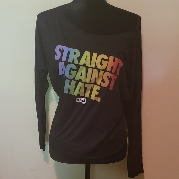 Bella Tops - Straight Against Hate off the shoulder tee